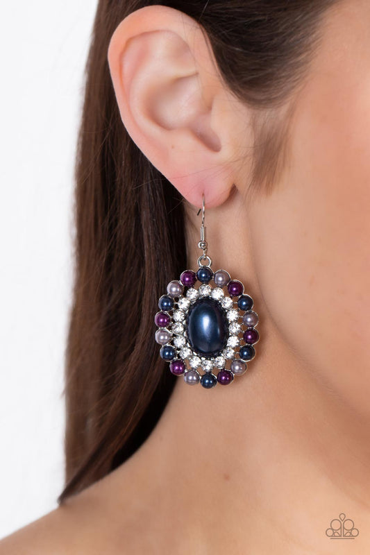 Dolled Up Dazzle - Multi Colored Pearls & White Rhinestone Paparazzi Earrings