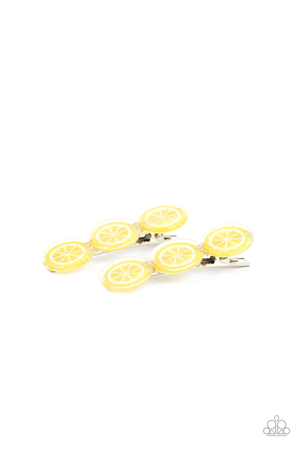 Charismatically Citrus - Yellow Glittery Lemon Frame Paparazzi Hair Clips