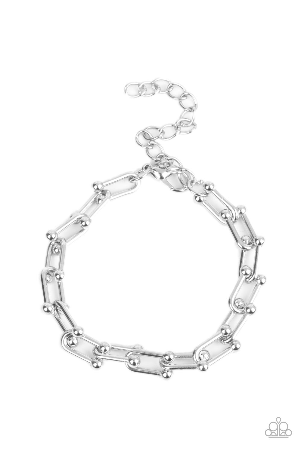 Grunge City - Silver Barbell Accent Paparazzi Men's Adjustable Bracelet