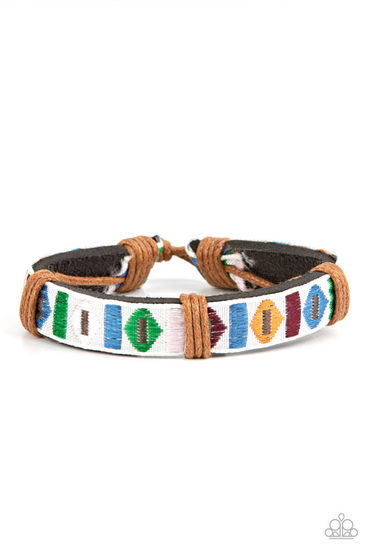 Textile Trendsetter - Multi Geometric Textile Print Paparazzi Urban Bracelet