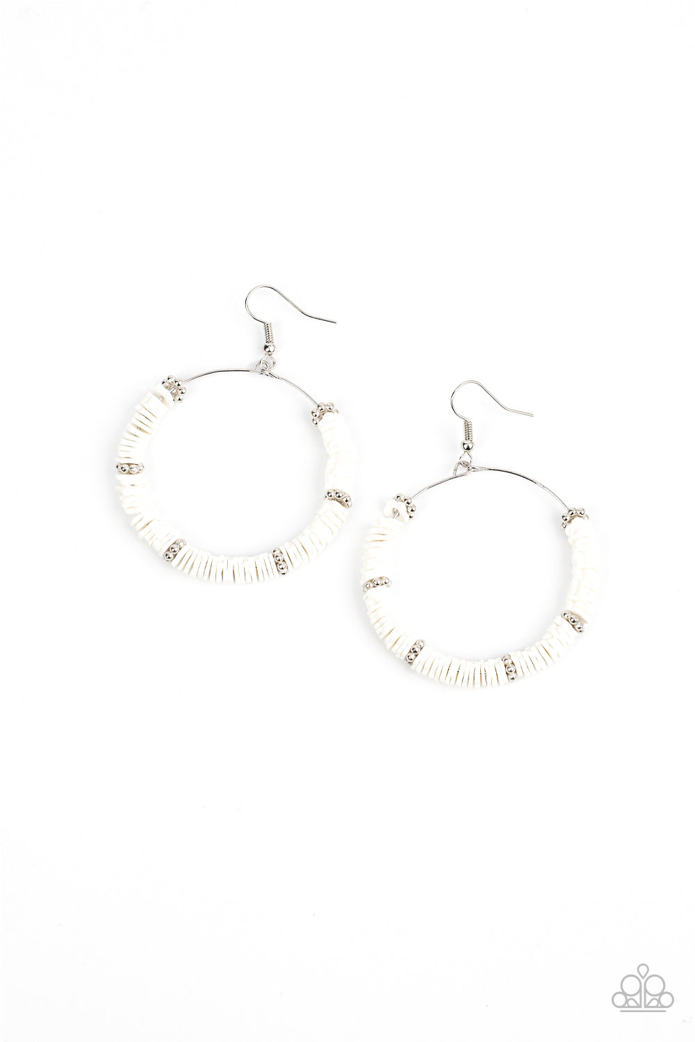 Loudly Layered - White Floral Shaped Rings & Silver Accent Paparazzi Earrings