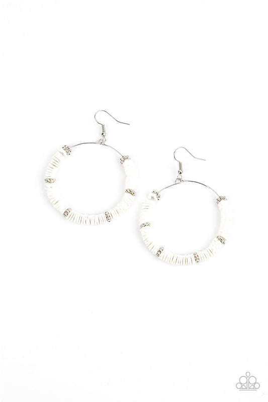 Loudly Layered - White Floral Shaped Rings & Silver Accent Paparazzi Earrings