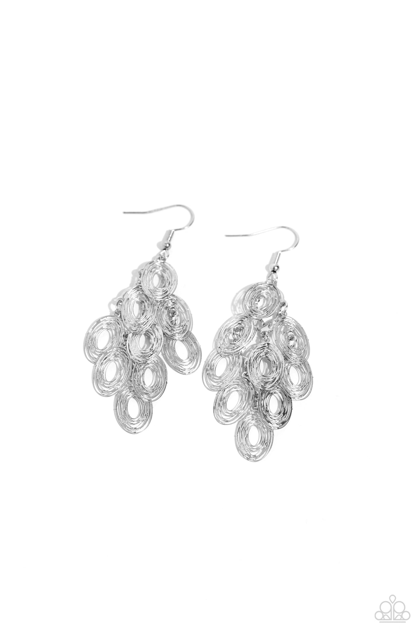 Thrift Shop Twinkle - Silver Layered Oval Frames Paparazzi Earrings
