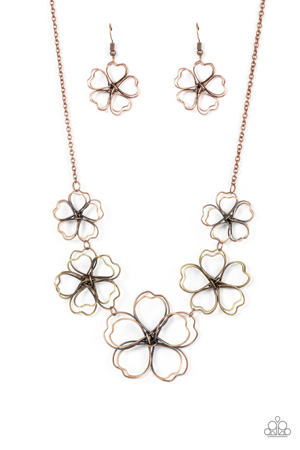 Time to GROW - Copper & Brass Wire Flower Paparazzi Necklace & matching earrings