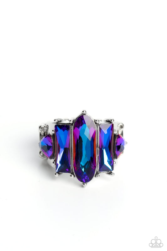 Iridescently Interstellar - Purple UV Rhinestone Paparazzi Ring