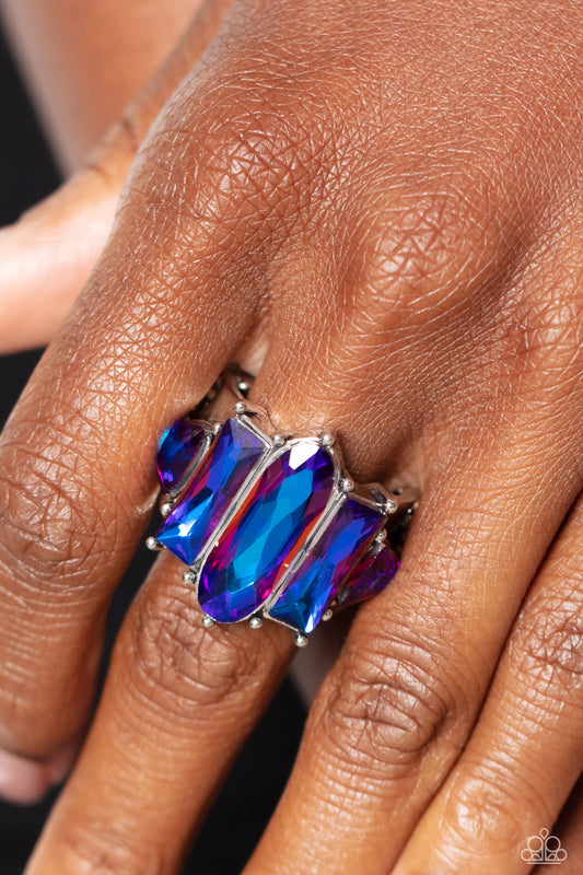 Iridescently Interstellar - Purple UV Rhinestone Paparazzi Ring