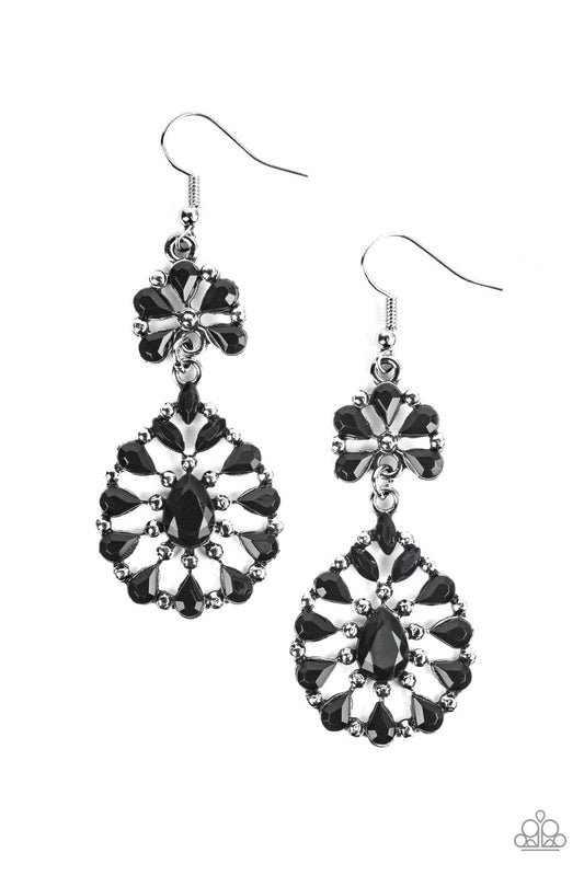 Posh Palooza - Black Beads & Silver Studded Paparazzi Earrings