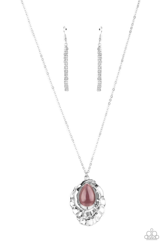 Titanic Trinket - Purple Teardrop Cat's Eye Pendant Paparazzi Necklace & matching earrings