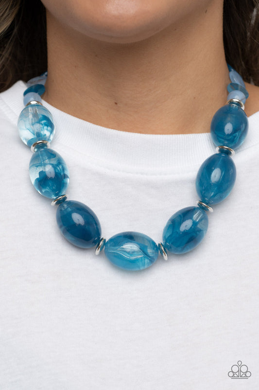Belle of the Beach - Blue Oversized Beaded Paparazzi Necklace & matching earrings