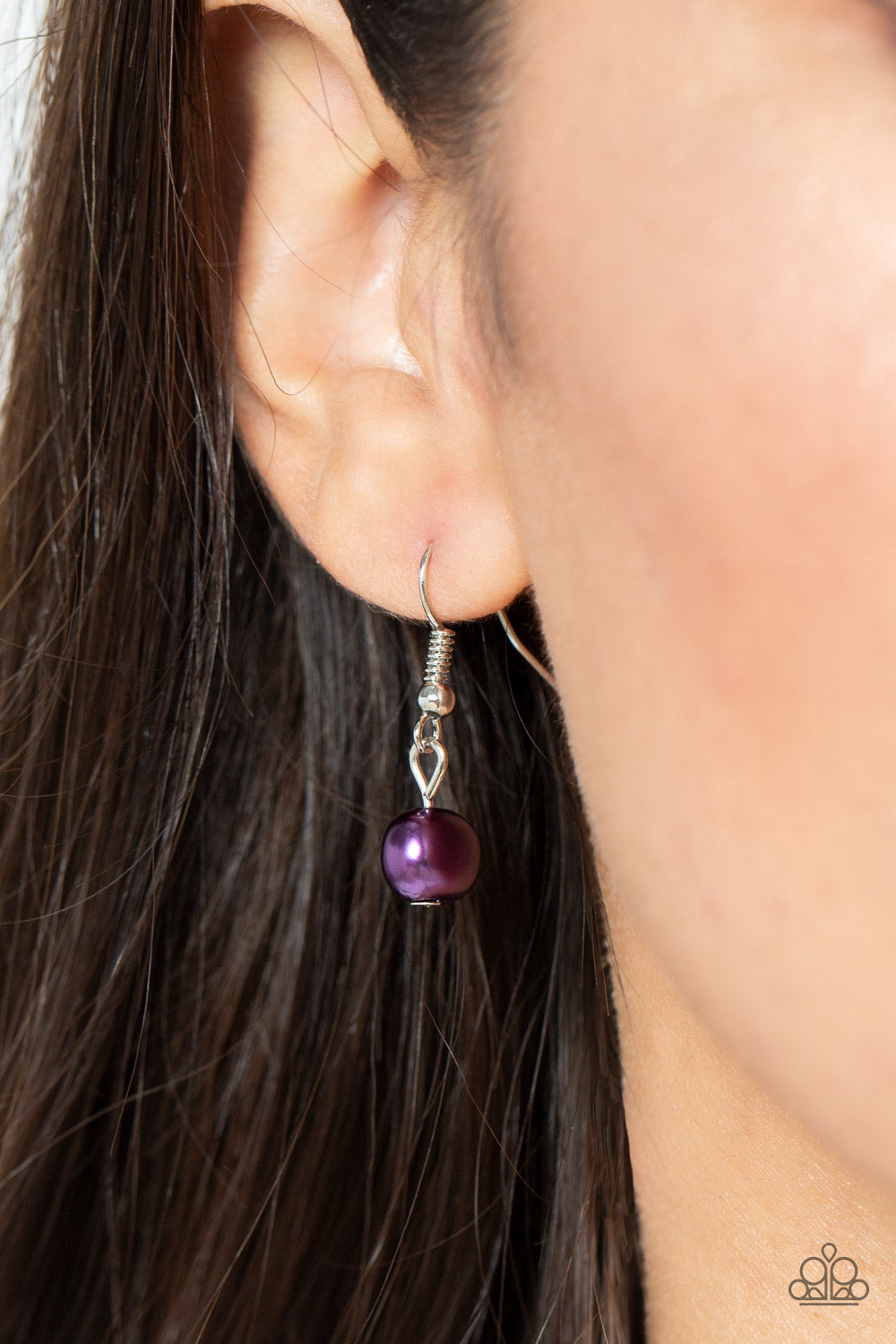 Shoreline Shimmer - Purple Asymmetrical Pearls & Teardrop Beaded Paparazzi Necklace & matching earrings