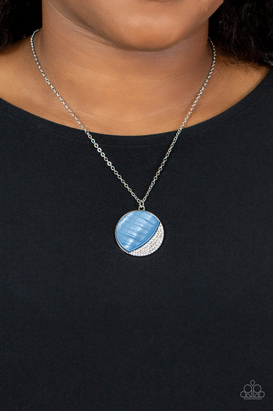 Oceanic Eclipse - Blue Shell-Like Pendant Paparazzi Necklace & matching earrings