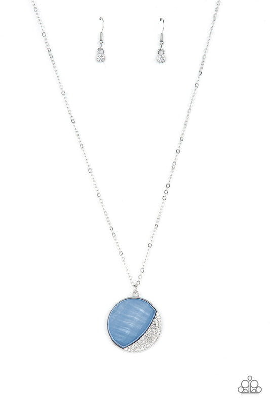 Oceanic Eclipse - Blue Shell-Like Pendant Paparazzi Necklace & matching earrings