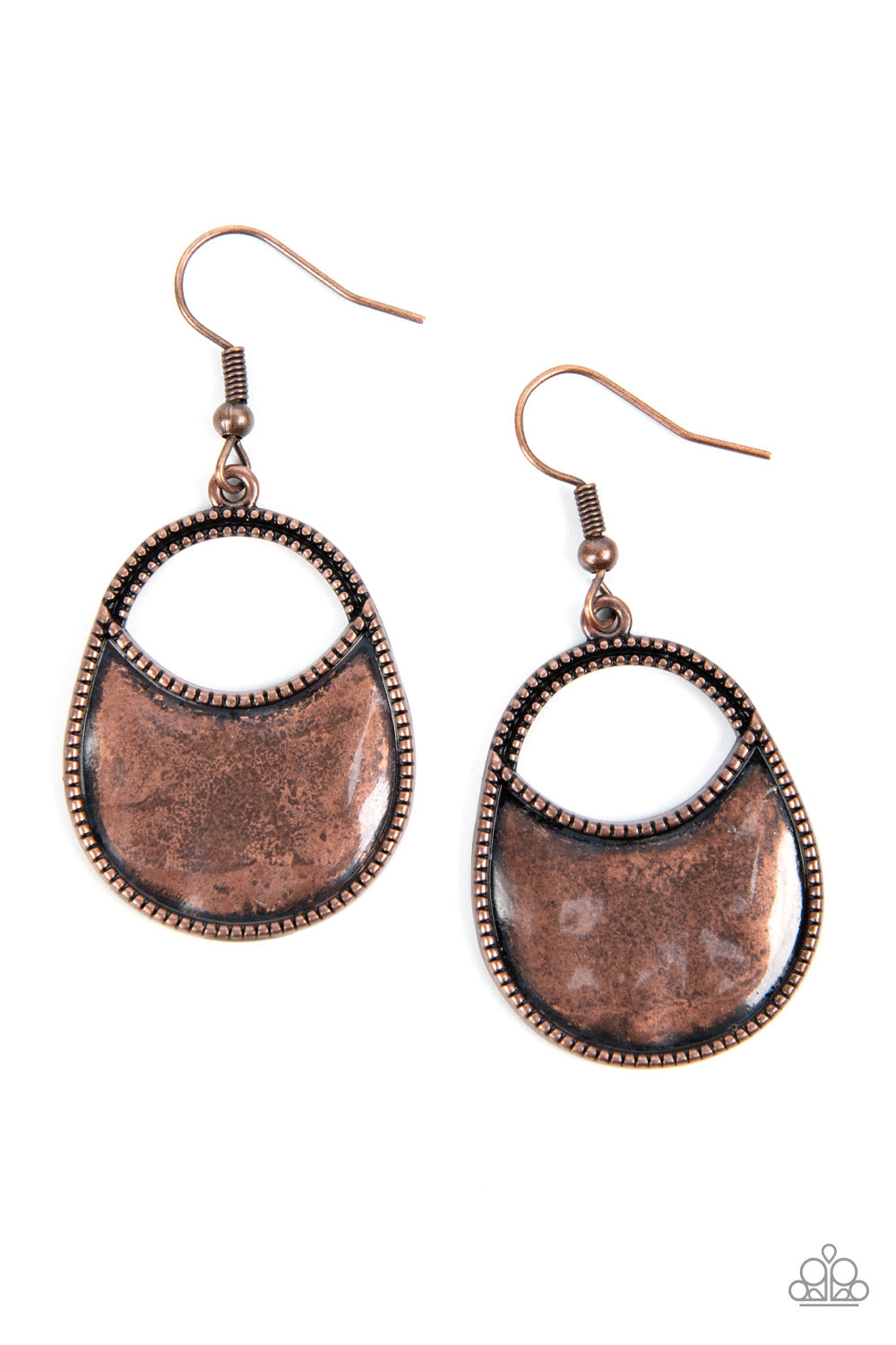 Rio Rancho Relic - Copper Rustic hammered Plate Paparazzi Earrings