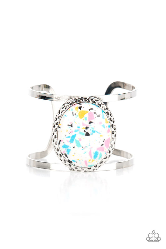 Tantalizingly Terrazzo - Multi-Colored Stone/Silver Cuff Paparazzi Bracelet