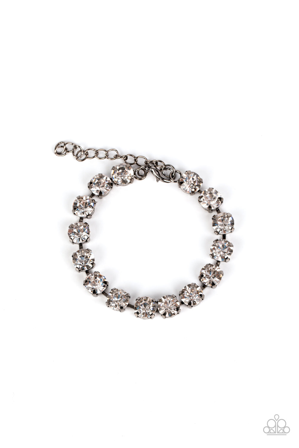 A-Lister Afterglow - Gunmetal & White Rhinestone Paparazzi Adjustable Bracelet