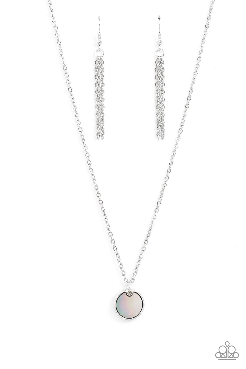 New Age Nautical - Silver Shell-Like Disc Pendant Paparazzi Necklace & matching earrings