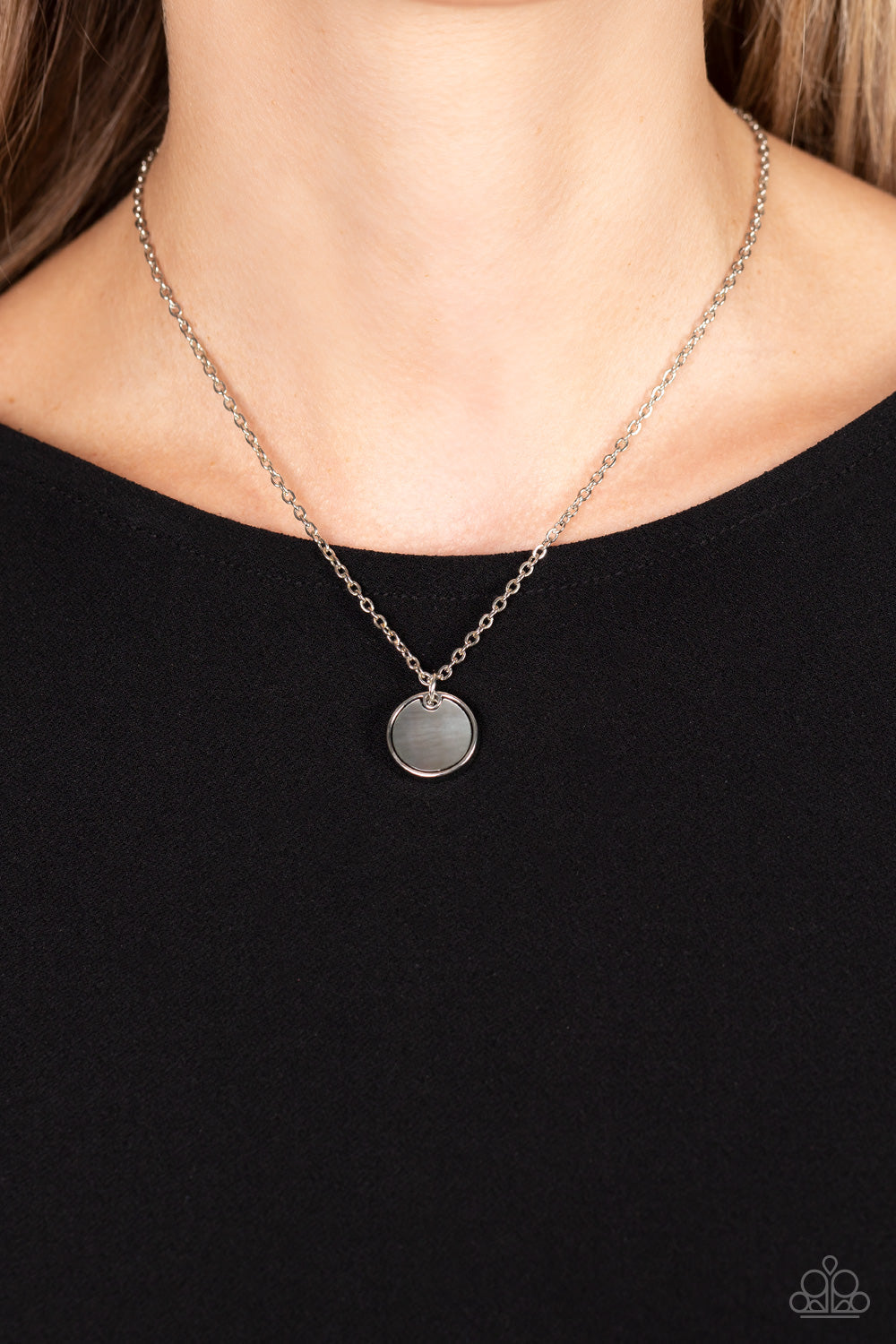New Age Nautical - Silver Shell-Like Disc Pendant Paparazzi Necklace & matching earrings