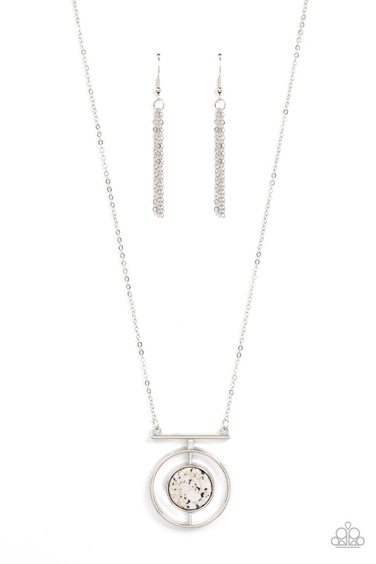 Boulevard Bazaar - Multi Speckled White Stone Pendant Paparazzi Necklace & matching earrings