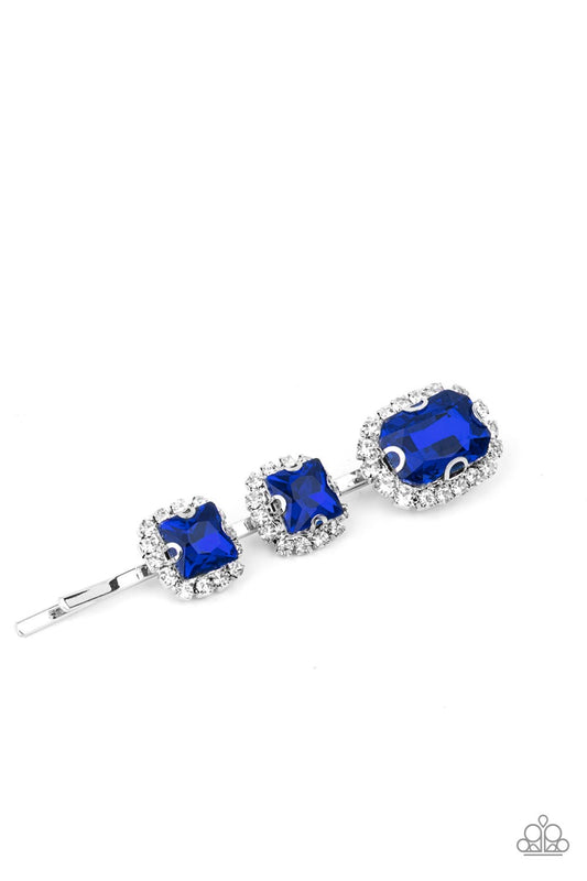 Teasable Twinkle - Blue & White Rhinestone Paparazzi Hair Clip