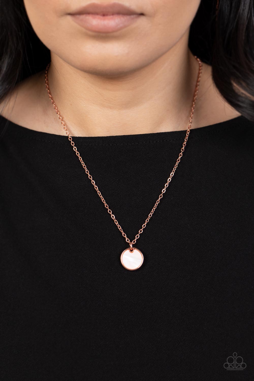New Age Nautical - Copper & Peachy Shell-Like Disc Pendant Paparazzi Necklace & matching earrings