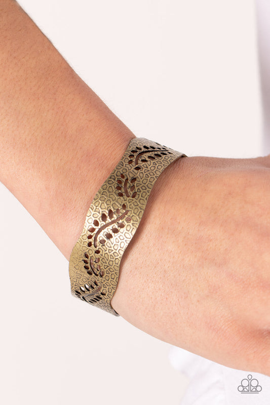 Savanna Oasis - Brass Rustic Wavy Paparazzi Cuff Bracelet