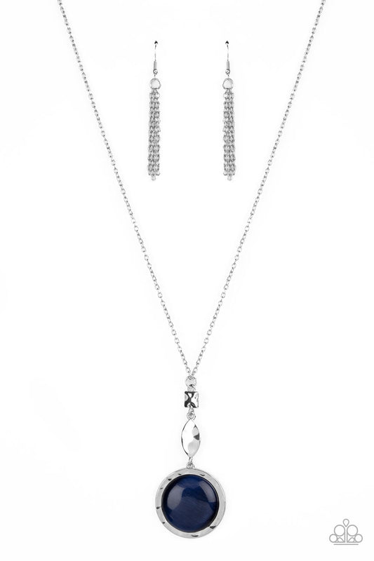 Magic Carpet Cruise - Blue Oversized at's Eye Stone Pendant Paparazzi Necklace & matching earrings