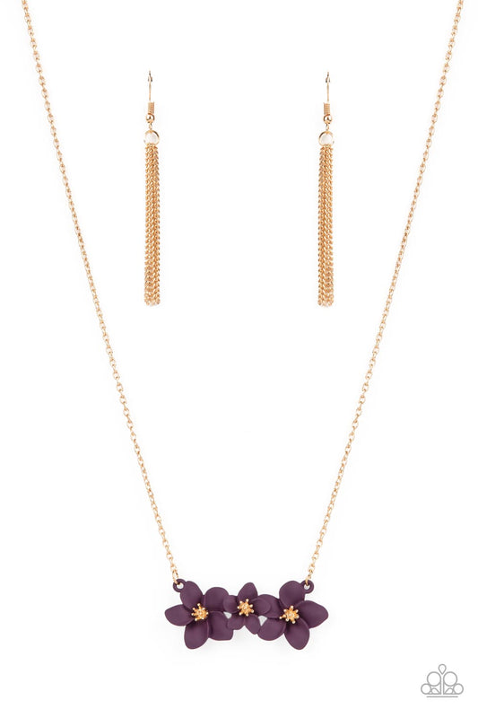 Petunia Picnic - Purple Overlapping Flower Paparazzi Necklace & matching earrings