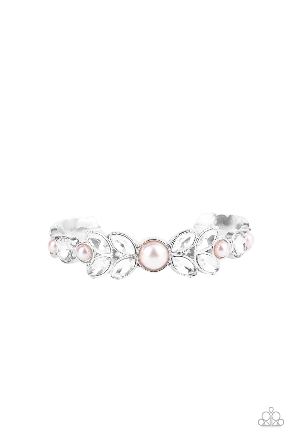 Regal Reminiscence - Pink Pearls & White Rhinestone Paparazzi Cuff Bracelet