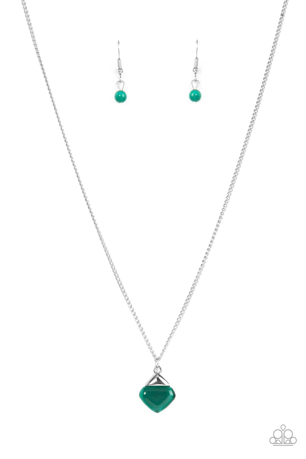 Gracefully Gemstone - Green Cat's Eye Pendant Paparazzi Necklace & matching earrings