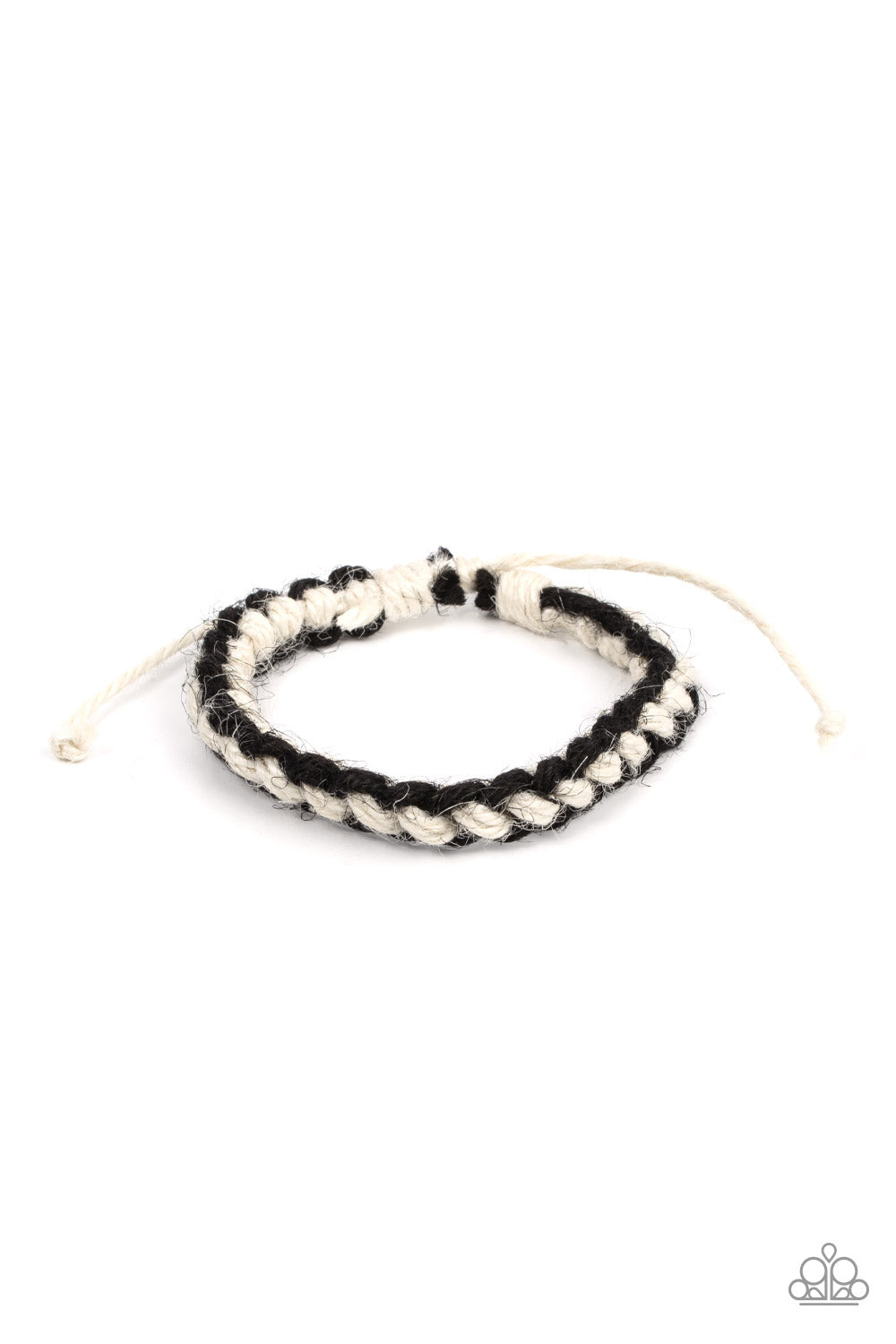 Nautical Nonsense - Black & White Hemp-Like Braided Twine Paparazzi Urban Bracelet