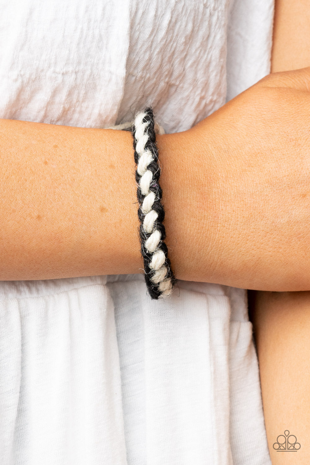 Nautical Nonsense - Black & White Hemp-Like Braided Twine Paparazzi Urban Bracelet