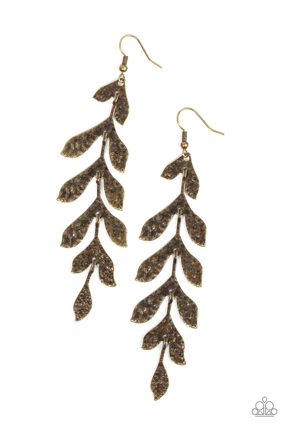 Lead From the FROND - Brass Rustic Finish Leafy Frame Paparazzi Earrings