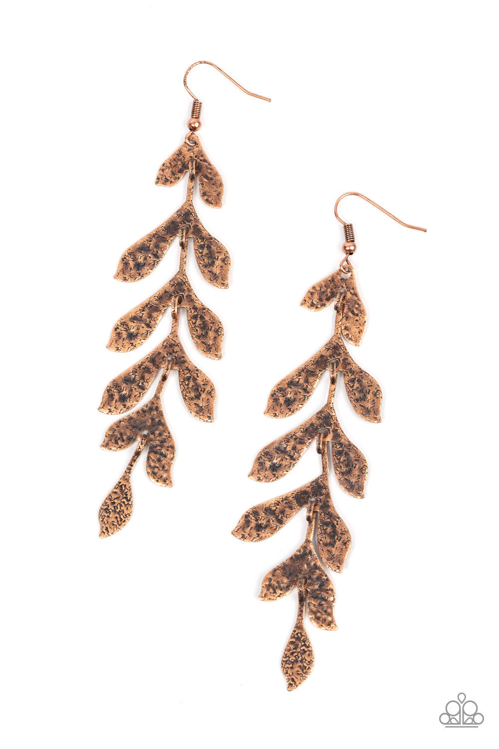 Lead From the FROND - Copper Rustic Leafy Paparazzi Earrings