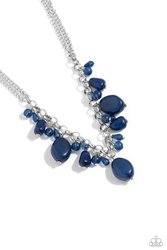 Venetian Vacation - Blue Stone Beads/Teardrop Accents Paparazzi Necklace & matching earrings