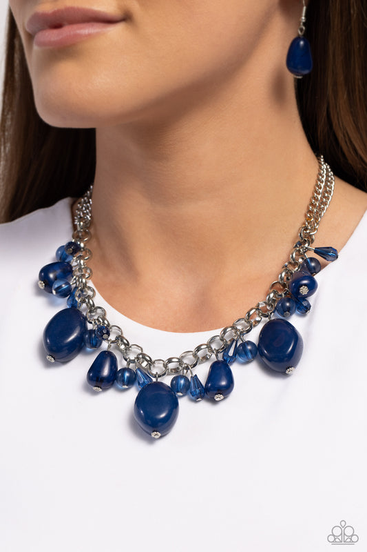 Venetian Vacation - Blue Stone Beads/Teardrop Accents Paparazzi Necklace & matching earrings