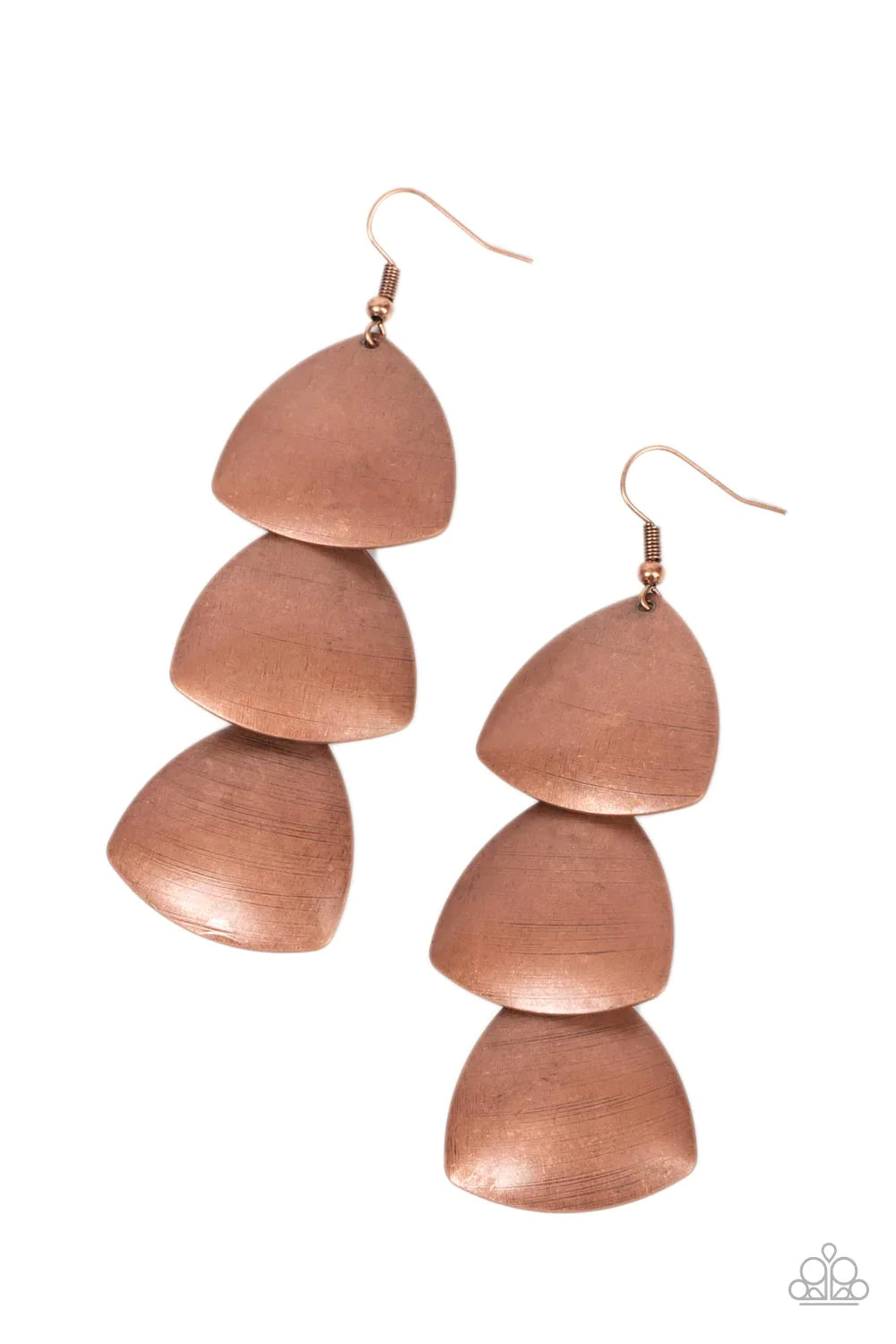 Modishly Metallic - Copper Oversized & Overlapping Triangular Plate Paparazzi Earrings