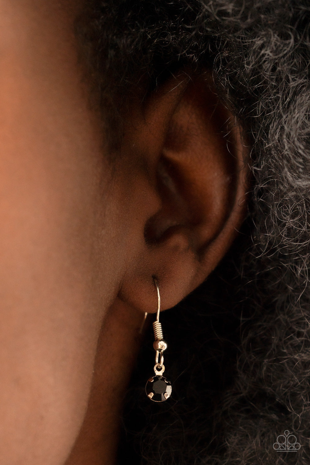 Cue the Mic Drop - Black Dainty Rhinestone Collar Paparazzi Necklace & matching earrings