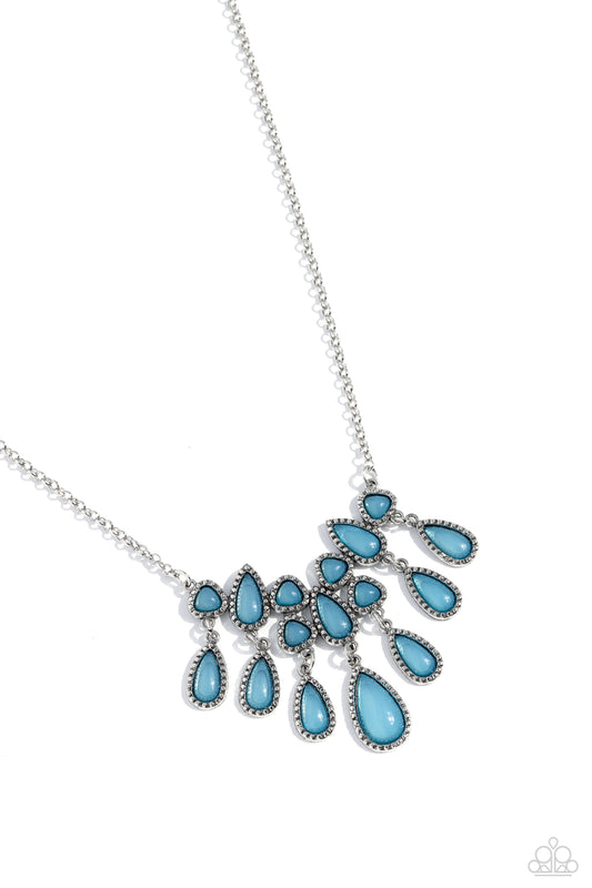 Exceptionally Ethereal - Blue Teardrop Beaded Paparazzi Necklace & matching earrings