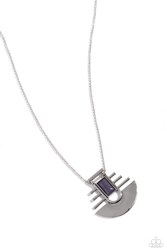 Soulful Serenity - Purple Stone/Silver Bars Pendant Paparazzi Necklace & matching earrings