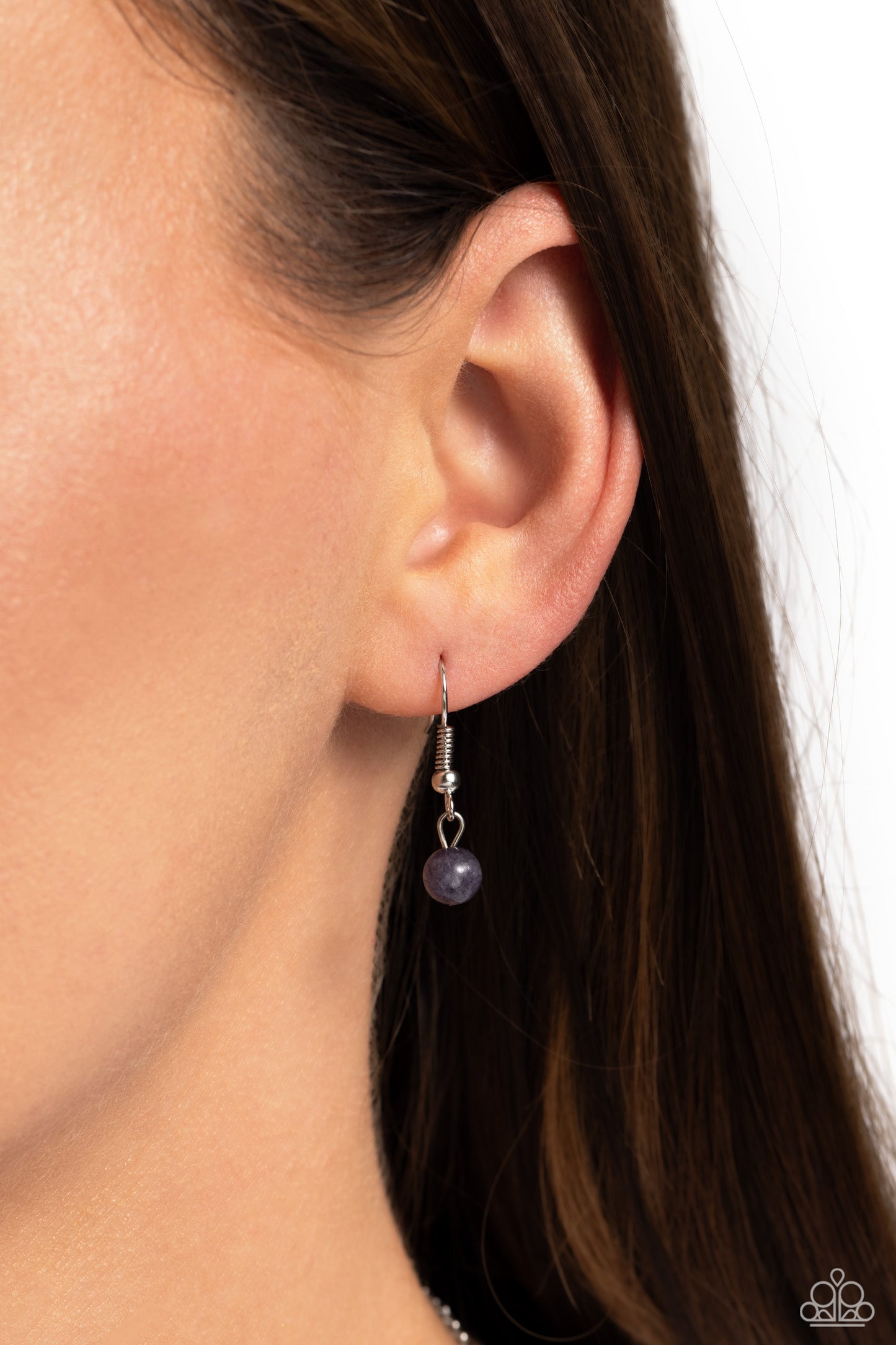Soulful Serenity - Purple Stone/Silver Bars Pendant Paparazzi Necklace & matching earrings