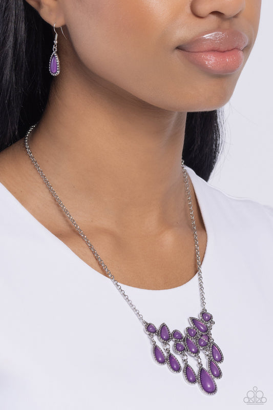 Exceptionally Ethereal - Purple Teardrop Beaded Paparazzi Necklace & matching earrings