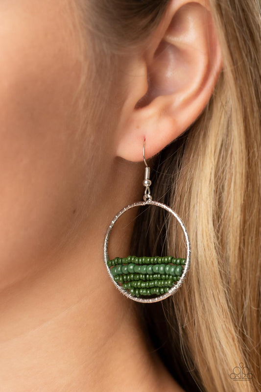 Head-Over-Horizons - Green Seed Bead Paparazzi Earrings