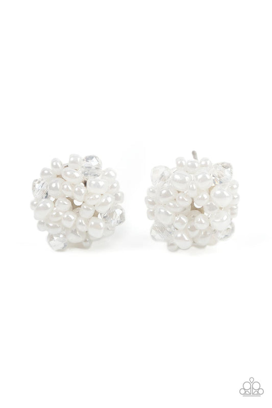 Bunches of Bubbly - White Pearl & Seed Bead Paparazzi Post Earrings