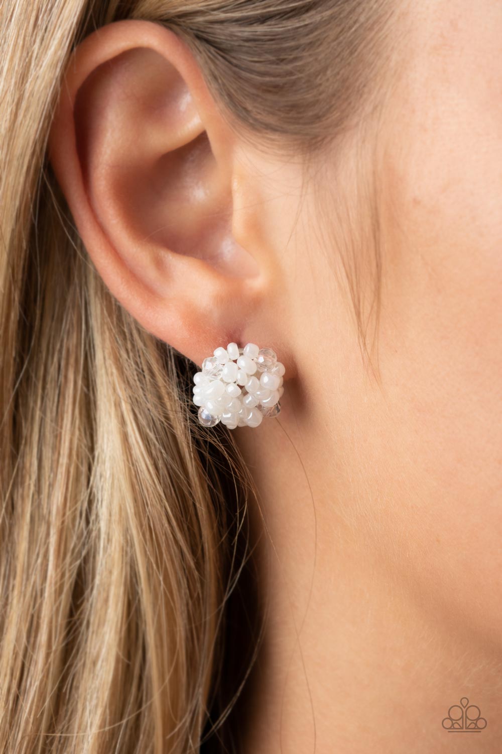 Bunches of Bubbly - White Pearl & Seed Bead Paparazzi Post Earrings