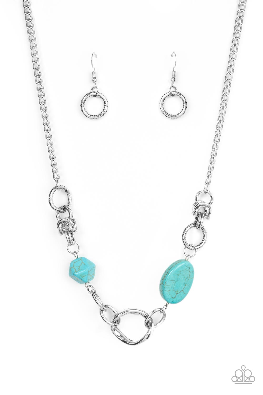 Sonoran Solo - Blue/Turquoise Geometric Stone Beaded Paparazzi Necklace & matching earrings