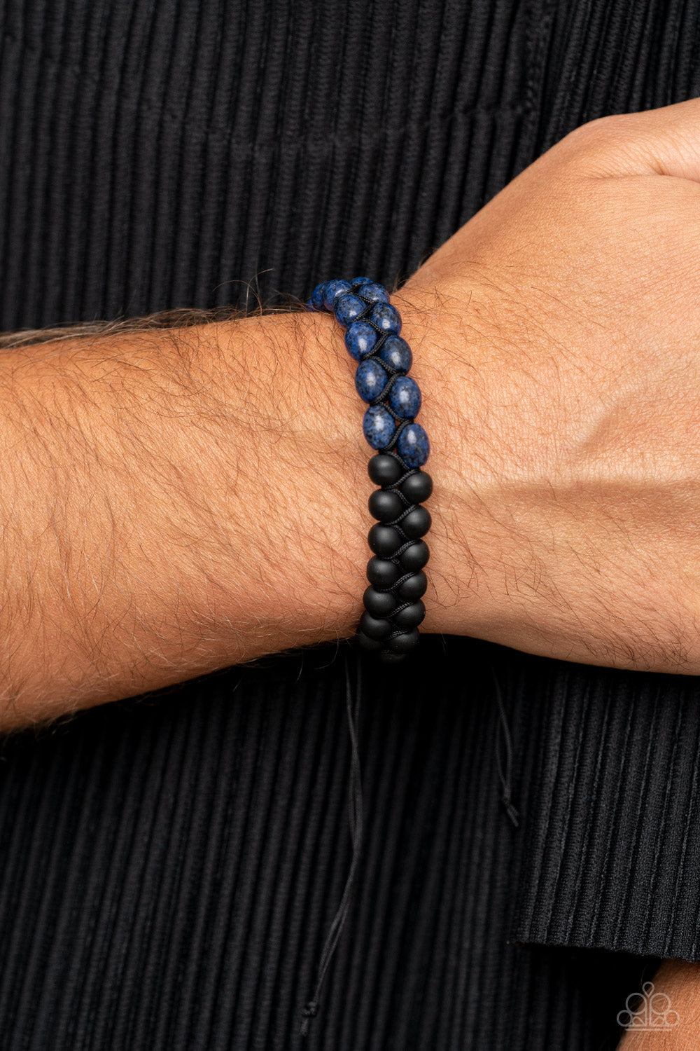 Just Play Cool - Blue Lapis Lazuli & Black Stone Beaded Paparazzi urban Bracelet