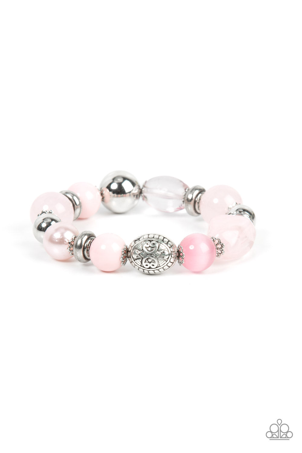 Tonal Takeover - Pink Opaque, Glassy, & Pearly Beaded paparazzi Stretch Bracelet