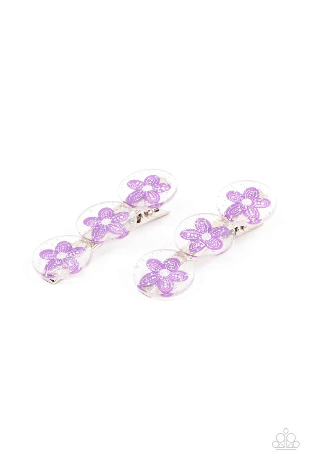 Pamper Me in Posies - Purple Flower & Silver Sparkle Paparazzi Hair Clip