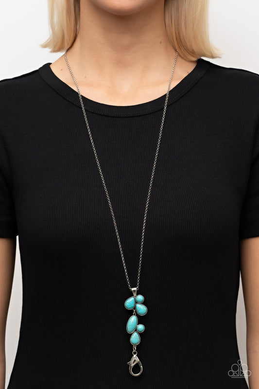 Wild Bunch Flair - Blue/Turquoise Stone Pendant Paparazzi LANYARD Necklace & matching earrings