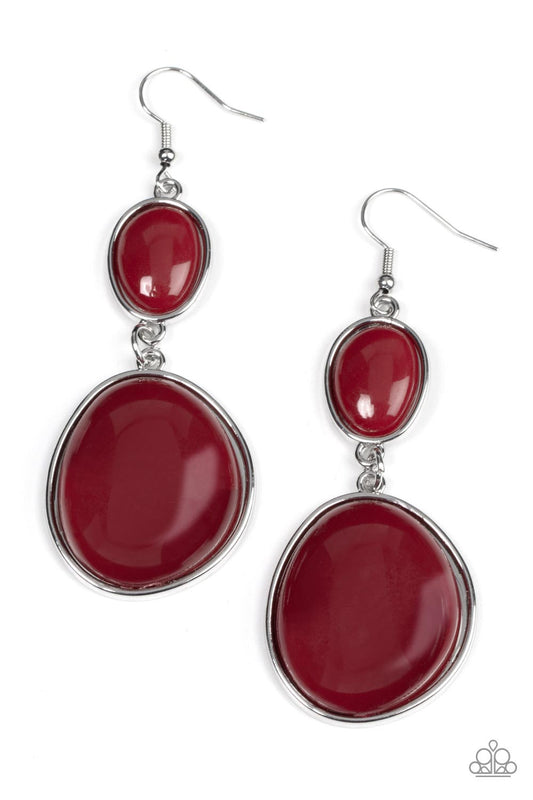 Soulful Samba - Red Asymmetrical Mismatched Oval Beaded Paparazzi Earrings